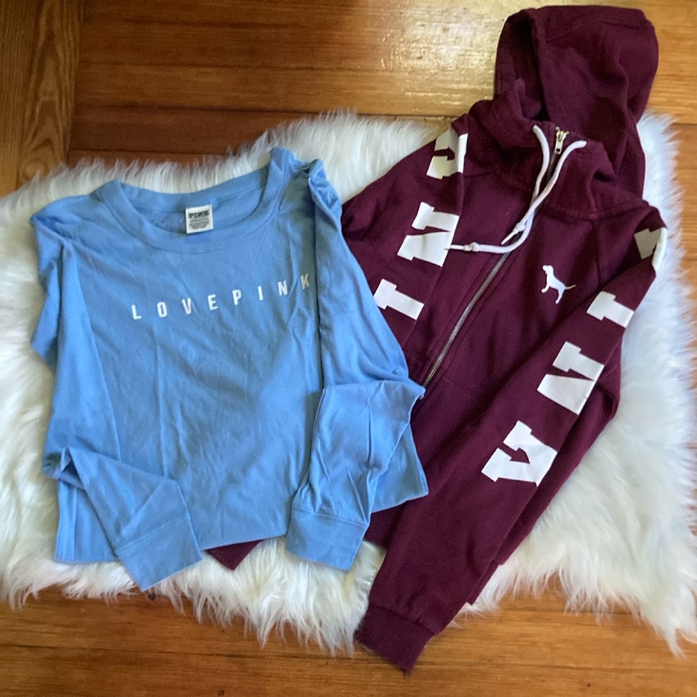 PINK Bundle - woman’s shirt and zip up sweater